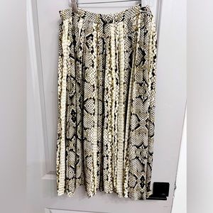 J. Crew Olive Green Snakeskin Pleated Skirt